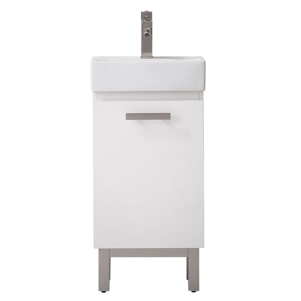 Design Element Stella 16.5 in. W x 12 in. D Bath Vanity in White with Porcelain Vanity Top in White with White Basin | S03-17-WT