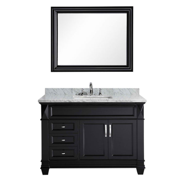 Design Element Hudson 48″ Espresso Transitional Single Sink Vanity w/ White Carrara Marble Top