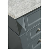 Design Element Hudson 48″ Gray Transitional Single Sink Vanity w/ White Carrara Marble Top