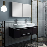 Fresca Lucera 48" Espresso Modern Wall Hung Double Vessel Sink Bathroom Vanity