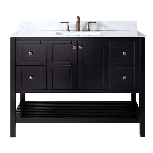 Virtu USA Winterfell 48" Single Bathroom Vanity with Marble Top and Square Sink