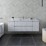 Fresca Formosa 60" Rustic White Modern Wall Hung Bathroom Vanity | FCB31-123612RWH-CWH-U