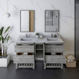 Fresca Formosa 60" Ash Modern Freestanding Open Bottom Double Sink Bathroom Vanity | FCB31-241224ASH-FS-CWH-U