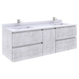 Fresca Formosa 60" Rustic White Modern Wall Mount Double Sink Bathroom Vanity | FCB31-241224RWH-CWH-U