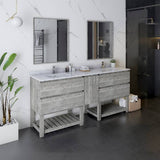 Fresca Formosa 72" Ash Modern Floor Standing Open Bottom Double Sink Bathroom Vanity | FCB31-301230ASH-FS-CWH-U