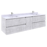 Fresca Formosa 72" Rustic White Modern Wall Hung Double Sink Bathroom Vanity | FCB31-301230RWH-CWH-U
