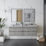 Fresca Formosa 58" Ash Modern Wall Hung Double Sink Bathroom Base Cabinet | FCB31-3030ASH