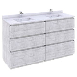 Fresca Formosa 60" Rustic White Modern Floor Standing Double Sink Bathroom Vanity | FCB31-3030RWH-FC-CWH-U