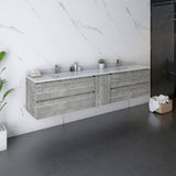 Fresca Formosa 84" Ash Modern Wall Hung Double Sink Bathroom Vanity | FCB31-361236ASH-CWH-U