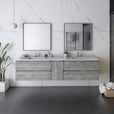 Fresca Formosa 84" Ash Modern Wall Hung Double Sink Bathroom Vanity | FCB31-361236ASH-CWH-U