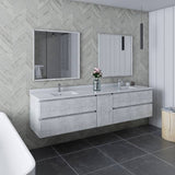 Fresca Formosa 84" Rustic White Modern Wall Hung Double Sink Bathroom Vanity | FCB31-361236RWH-CWH-U