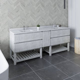 Fresca Formosa 84" Rustic White Modern Floor Standing Open Bottom Double Sink Bathroom Vanity | FCB31-361236RWH-FS-CWH-U