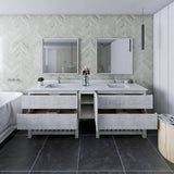 Fresca Formosa 84" Rustic White Modern Floor Standing Open Bottom Double Sink Bathroom Vanity | FCB31-361236RWH-FS-CWH-U