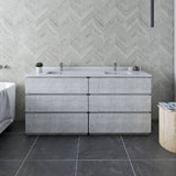 Fresca Formosa 72" Rustic White Modern Floor Standing Double Sink Bathroom Vanity | FCB31-3636RWH-FC-CWH-U