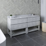 Fresca Formosa 72" Rustic White Modern Floor Standing Open Bottom Double Sink Bathroom Vanity | FCB31-3636RWH-FS-CWH-U