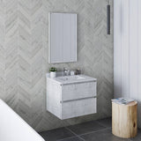 Fresca Formosa 24" Rustic White Modern Wall Hung Bathroom Vanity | FCB3124RWH-CWH-U