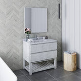 Fresca Formosa 36" Rustic White Modern Floor Standing Open Bottom Bathroom Vanity | FCB3136RWH-FS-CWH-U