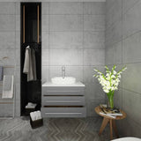 Fresca Modella Modern 32" Gray Wall Hung Bathroom Vanity with Top & Vessel Sink | FCB6183GR-VSL-I