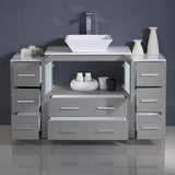 Fresca Torino 54" Gray Modern Bathroom Cabinets w/ Top & Vessel Sink
