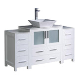 Fresca Torino 54" White Modern Bathroom Cabinets w/ Top & Vessel Sink