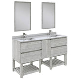 Fresca Formosa 60" Ash Modern Floor Standing Double Sink Open Bottom Vanity Set | FVN31-241224ASH-FS