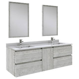 Fresca Formosa 60" Ash Modern Wall Hung Double Sink Vanity Set | FVN31-241224ASH