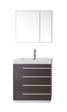 Virtu USA Bailey 30" Single Bathroom Vanity w/ Square Sink, Faucet, Mirror