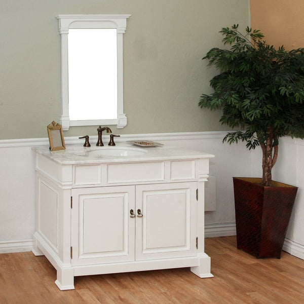 Bellaterra Home 42" White Wood Single Sink Vanity Set - 205042-WH - Bath Vanity Plus