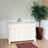 Bellaterra Home 60" Cream White Wood Single Sink Vanity Set - 205060-S-CR - Bath Vanity Plus