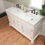 Bellaterra Home 60" White Wood Double Sink Vanity Set - 205060-D-WH - Bath Vanity Plus