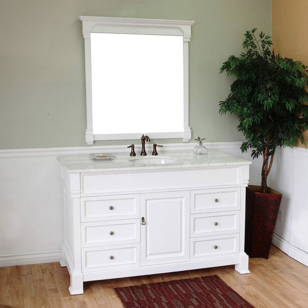 Bellaterra Home 60" White Wood Single Sink Vanity Set - 205060-S-WH - Bath Vanity Plus