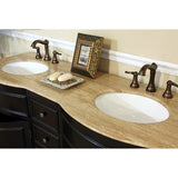 Bellaterra Home 62" Dark Mahogany Double Sink Vanity Travertine Top - 603316-DM-TR - Bath Vanity Plus
