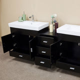 Bellaterra Home 81" Black Wood Double Sink Vanity - 203107-D - Bath Vanity Plus
