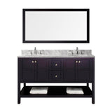 Virtu USA Winterfell 60" Double Bathroom Vanity w/ Round Sink, Mirror