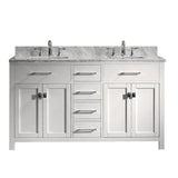 Virtu USA Caroline 60" Double Bathroom Vanity with Marble Top and Square Sink