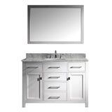 Virtu USA Caroline 48" Single Bathroom Vanity w/ Marble Top, Round Sink, Mirror