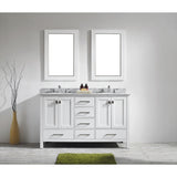 Eviva Aberdeen 60" Transitional White Double Sink Vanity Set - EVVN412-60WH - Bath Vanity Plus
