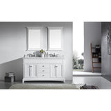 Eviva Elite Stamford® 60" White Solid Wood Double Bathroom Vanity Set - EVVN709-60WH - Bath Vanity Plus