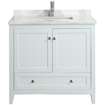 Eviva Lime® 36" White Single Sink Bathroom Vanity Set - EVVN07-36WH-MRB - Bath Vanity Plus