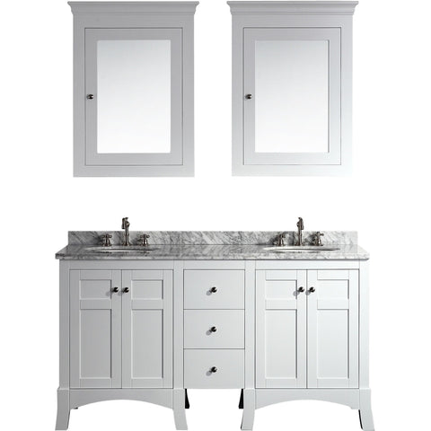 Eviva New York 60" White Double Sink Bathroom Vanity Set - EVVN514-60WH - Bath Vanity Plus