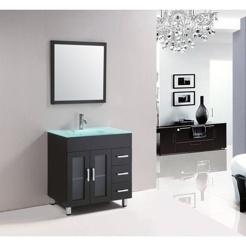 Eviva Shore 30" Espresso Single Sink Bathroom Vanity Set - EVVN103-2-30ES - Bath Vanity Plus