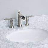 EVIVA Swan® Brushed Nickel Luxury Waterfall Widespread Bathroom Faucet - EVFT466BN - Bath Vanity Plus