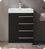 Fresca Livello 24" Black Modern Bathroom Cabinet w/ Integrated Sink