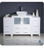 Fresca Torino 54" White Modern Bathroom Cabinets w/ Top & Vessel Sink