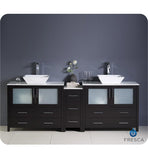 Fresca Torino 84" Espresso Modern Double Sink Bathroom Cabinets w/ Tops