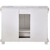 Silkroad Exclusive 48" White Oak Single Sink Cabinet with Ramp Sink, Marble Top - V0288WR48C - Bath Vanity Plus