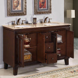 Silkroad Exclusive 55" Jessica Double Sink Vanity Set - HYP-0208-T-UWC-55 - Bath Vanity Plus