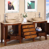 Silkroad Exclusive 72" Northampton Double Sink Modular Bathroom Vanity Set - HYP-0714-T-TT-72 - Bath Vanity Plus