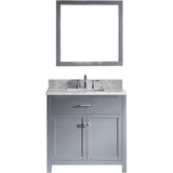 Virtu USA Caroline 36" Gray Single Bathroom Vanity Set with Marble Top - MS-2036-WM - Bath Vanity Plus