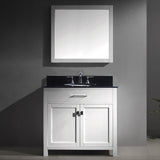 Virtu USA Caroline 36" White Single Bathroom Vanity Set with Granite Top - MS-2036-BG - Bath Vanity Plus